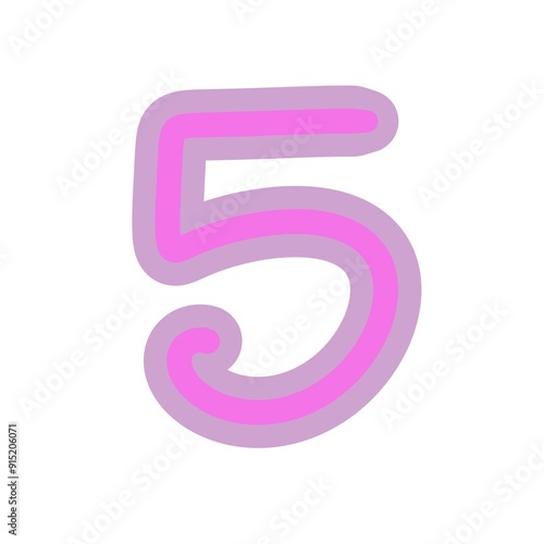 Wallpaper Mural Number 5 pink color on whites background. Torontodigital.ca