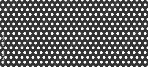 Metal mesh. Perforated steel. Circle hole in steel plate. Iron sieve. Seamless background. Dot pattern print. Vector illustration