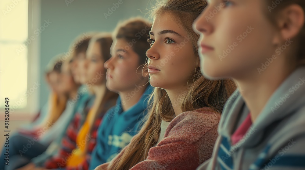 Fototapeta premium Serious Students Attentively Listening During Classroom Lecture