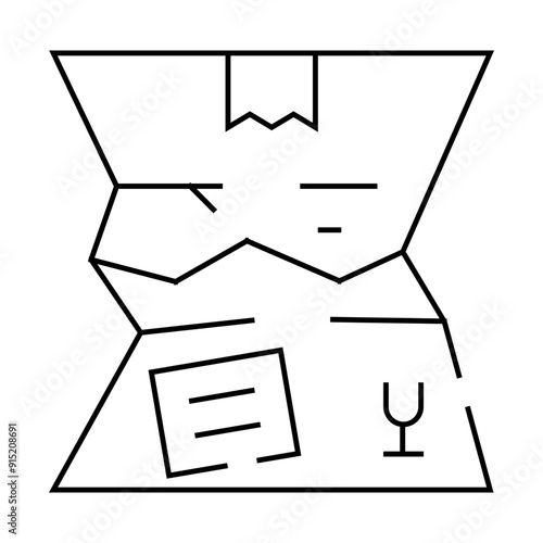 crashed damage box line icon vector. crashed damage box sign. isolated contour symbol black illustration