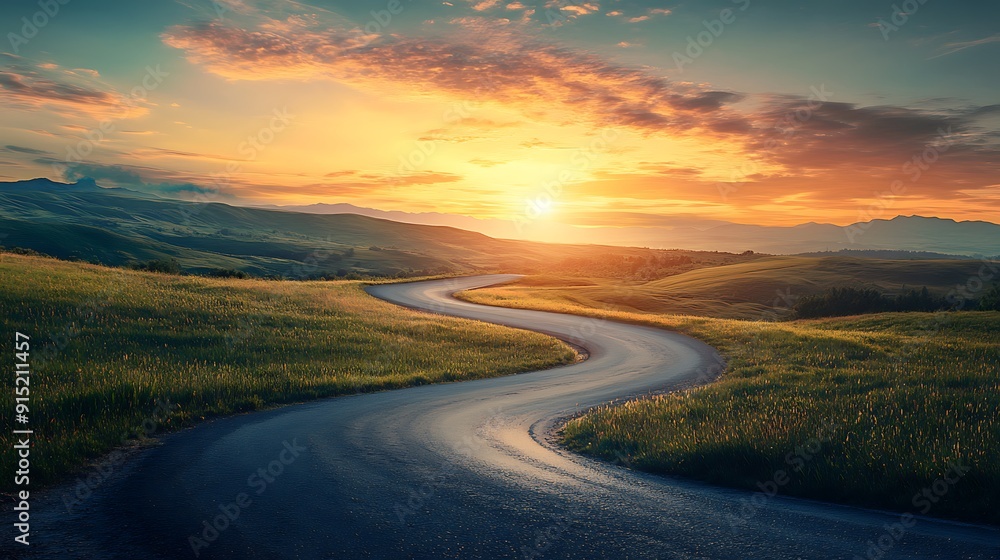 custom made wallpaper toronto digitalA winding road leading towards a bright horizon, symbolizing the journey and challenges on the path to achieving success. Ideal for motivational and business themes