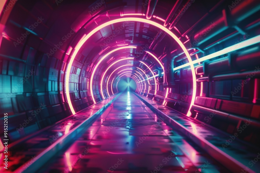 A train moving swiftly through a dark tunnel, conveying people and goods A train moving swiftly through a dark tunnel, conveying people and goods