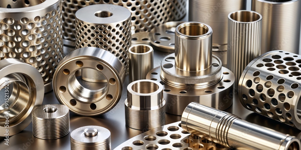 Precision-cut metal components with rounded cylindrical shapes and intricate details manufactured using advanced computer numerical control machining technology. Precision-cut metal components with rounded cylindrical shapes and intricate details manufactured using advanced computer numerical control machining technology.