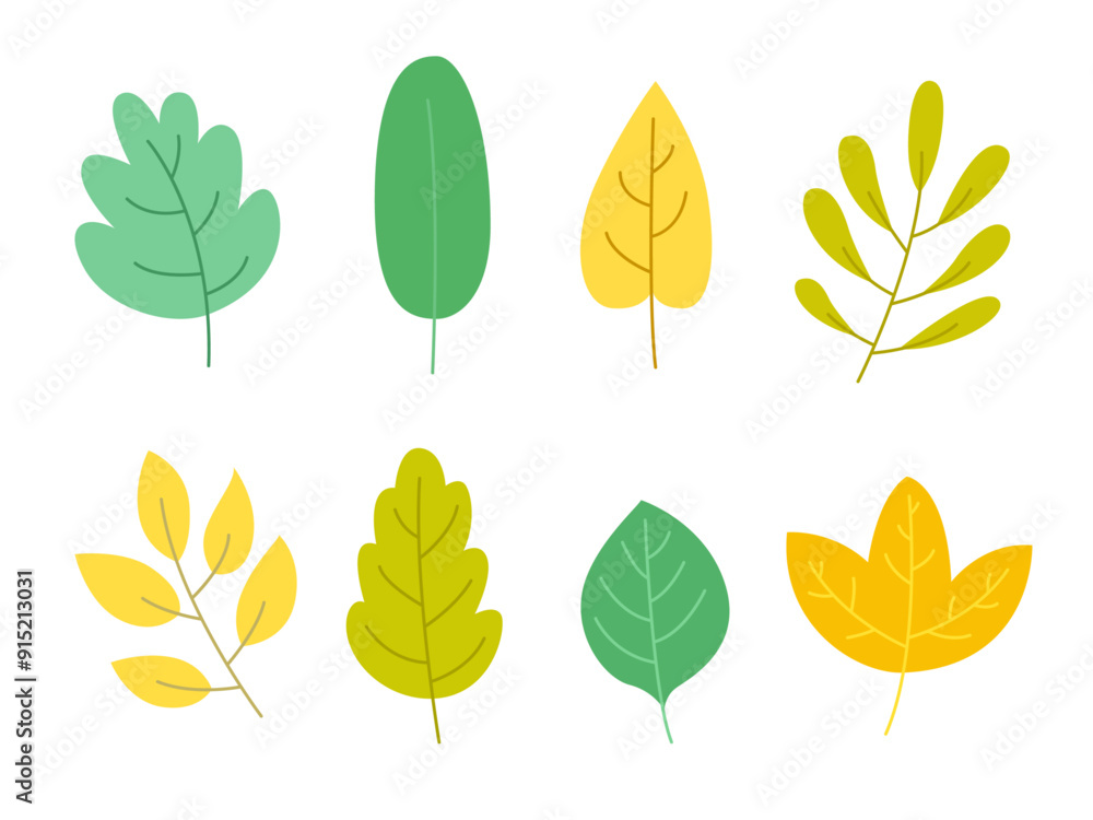 Obraz premium set leaf cute flat design for decorate illustration design