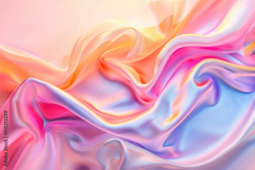 Fototapeta premium Flowing fabric on a pink and blue background