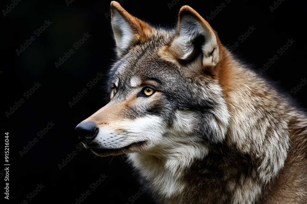 Portrait of adult wolf on black background Portrait of adult wolf on black background