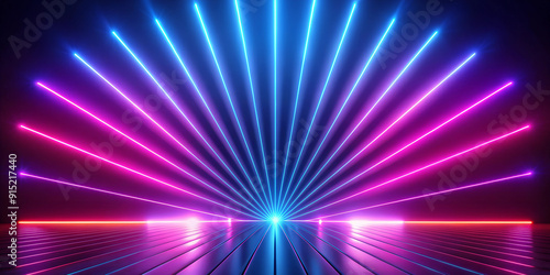 rays neon lights abstract geometric neon background. High quality illustration