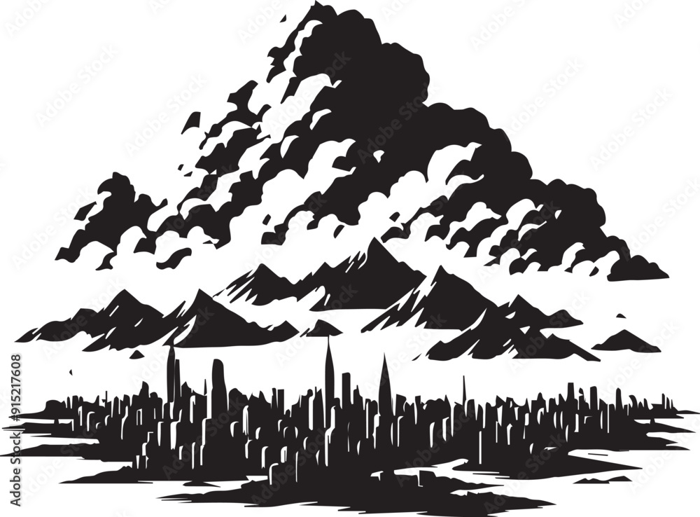 Obraz premium cloud silhouette vector art illustration