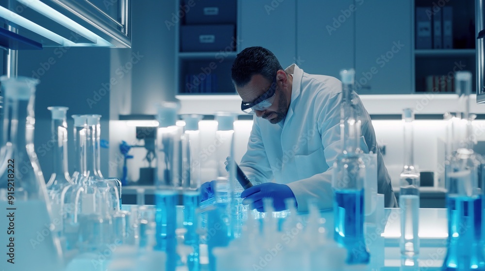 Scientist conducting experiments in a lab, contributing to advancements in research and technology Scientist conducting experiments in a lab, contributing to advancements in research and technology