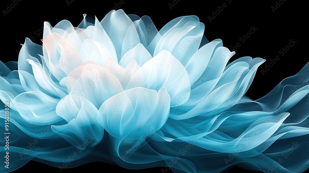 A close-up of a blue-and-white flower on a black background with smoke emerging from its core A close-up of a blue-and-white flower on a black background with smoke emerging from its core
