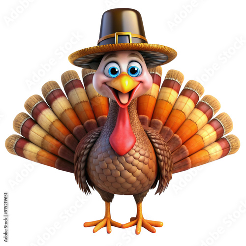 happy thanksgiving turkey 3d icon illustration