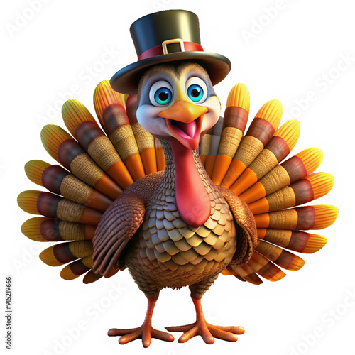 happy thanksgiving turkey 3d icon illustration