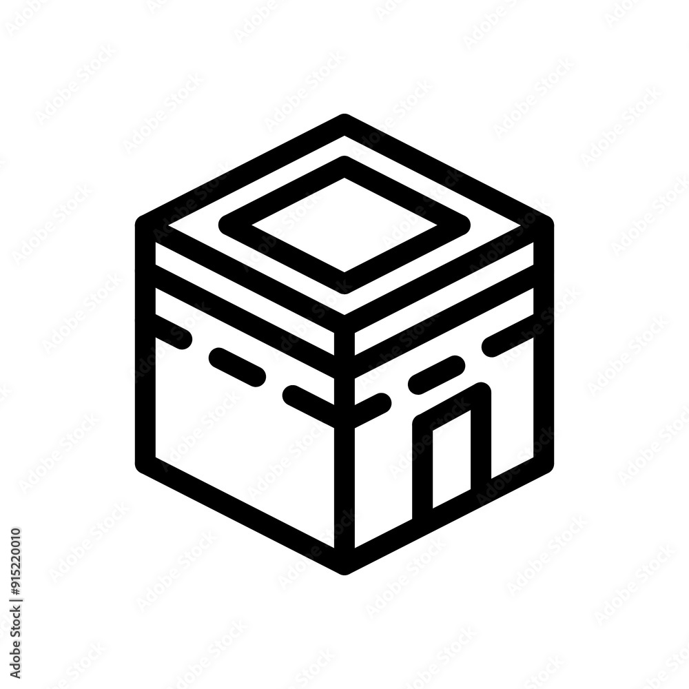 Ka'bah icon in black, outline style and transparent background
Ka'bah icon in black, outline style and transparent background
