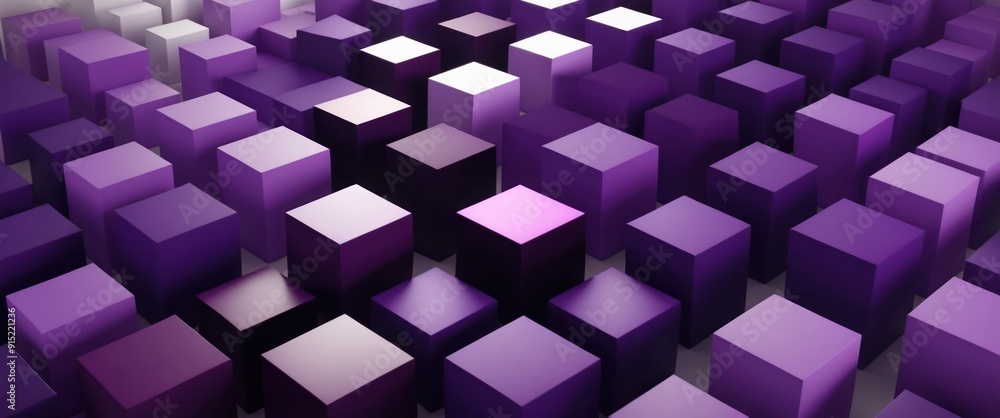 An abstract arrangement of purple cubes creating a modern, 3D geometric pattern, ideal for digital design An abstract arrangement of purple cubes creating a modern, 3D geometric pattern, ideal for digital design