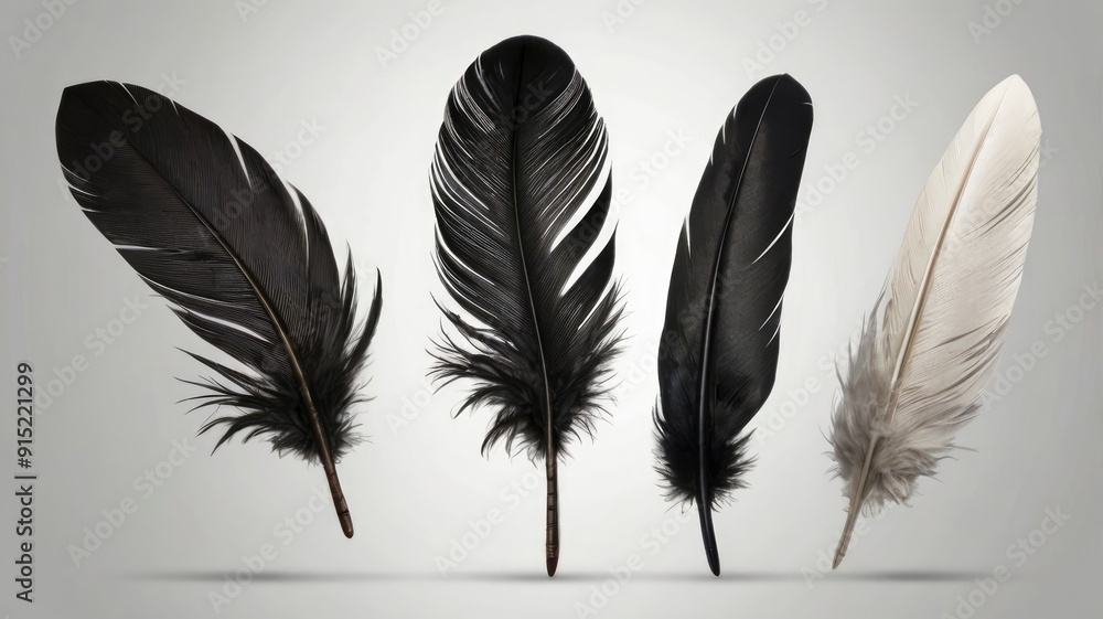 Black feather cut out, white or transparent PNG Black feather cut out, white or transparent PNG