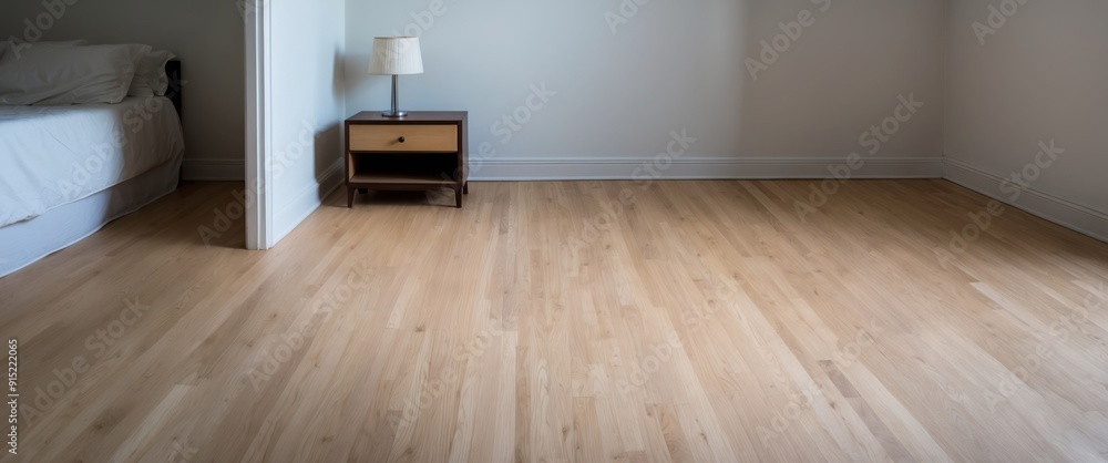 A serene and minimalistic room featuring light wood floors and simple furniture, ideal for creating a calming environment A serene and minimalistic room featuring light wood floors and simple furniture, ideal for creating a calming environment