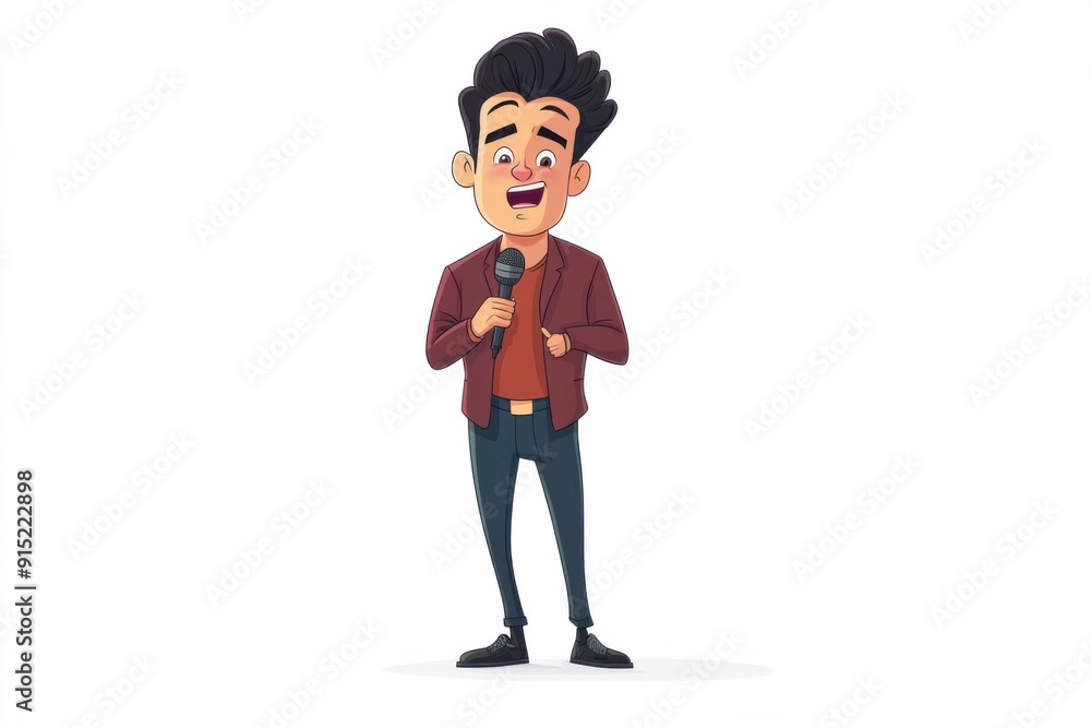 Nervous Stand-Up Comedian Holding a Microphone Nervous Stand-Up Comedian Holding a Microphone