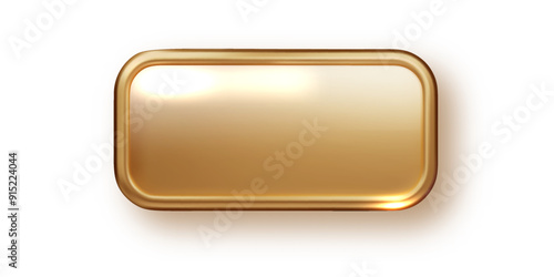 Golden blank banner realistic. PNG Metallic gold palette with place for inscriptions isolated. Realistic 3D design.