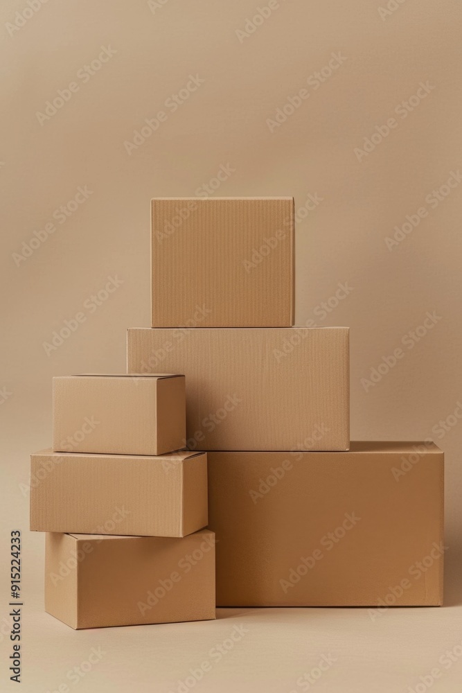 Stacked cardboard boxes used for storage or shipping Stacked cardboard boxes used for storage or shipping