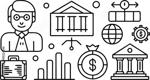 Business Web flat icons set. Business and Finance web icons in line style. Money, bank, contact, infographic. Icon collection. collection for apps and websites. Vector illustration