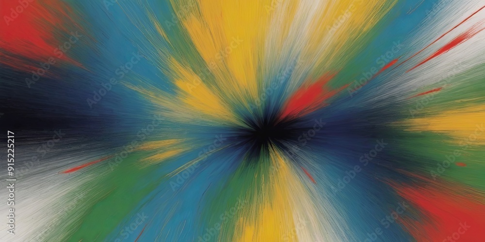 A colorful explosion of paint with a black center