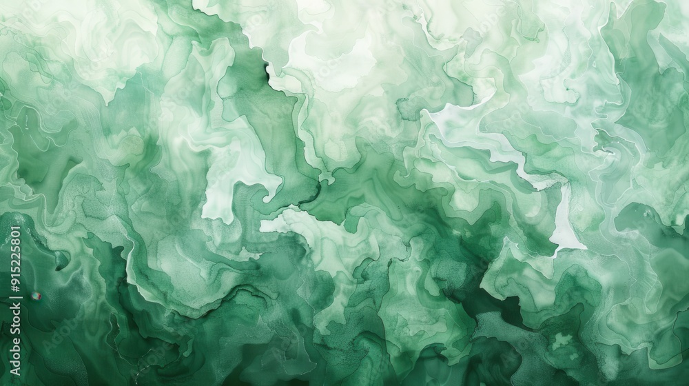 A close-up of a digital watercolor painting, featuring abstract swirls of green and white paint. The colors blend seamlessly into one another, creating a dynamic and fluid design. The overall effect i A close-up of a digital watercolor painting, featuring abstract swirls of green and white paint. The colors blend seamlessly into one another, creating a dynamic and fluid design. The overall effect i