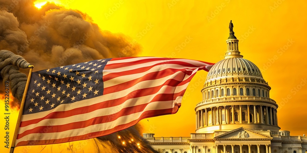 custom made wallpaper toronto digitalA flag is flying in front of the United States Capitol building