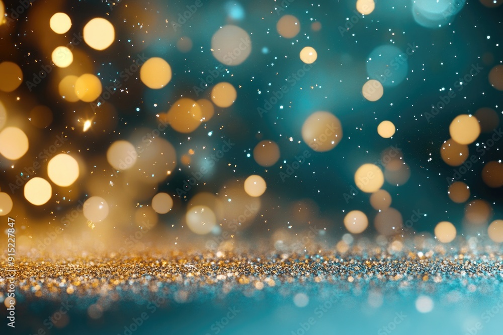 Glittering colourful confetti background in blue and gold color. Party background concept for holiday, celebration, New Year's Eve or jubilee Glittering colourful confetti background in blue and gold color. Party background concept for holiday, celebration, New Year's Eve or jubilee
