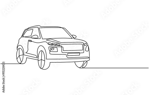 continuous one line drawing of car vector icon. One line Car icon vector background ,One single continuous line drawing of old vintage car, line draw
