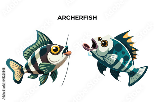 Detailed Archerfish Fish vector illustration. Perfect for culinary, marine, and environmental designs. High-quality vector for easy customization. Ideal for menus, packaging, education, and web graphi