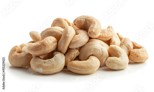 Falling cashew nuts isolated on transparent or white background, PNG isolated on white background, design