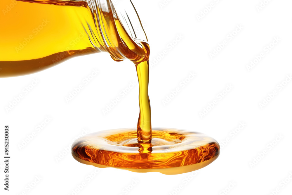 Golden Liquid Flowing From a Glass Jar Captured in Bright Natural Light on Transparent PNG Background. Golden Liquid Flowing From a Glass Jar Captured in Bright Natural Light on Transparent PNG Background.