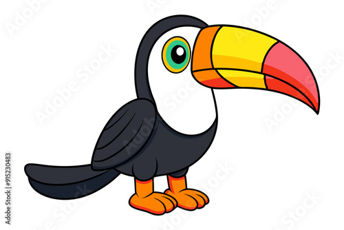 Colorful Beak Toucan Vector Cartoon Cute Animal Illustration