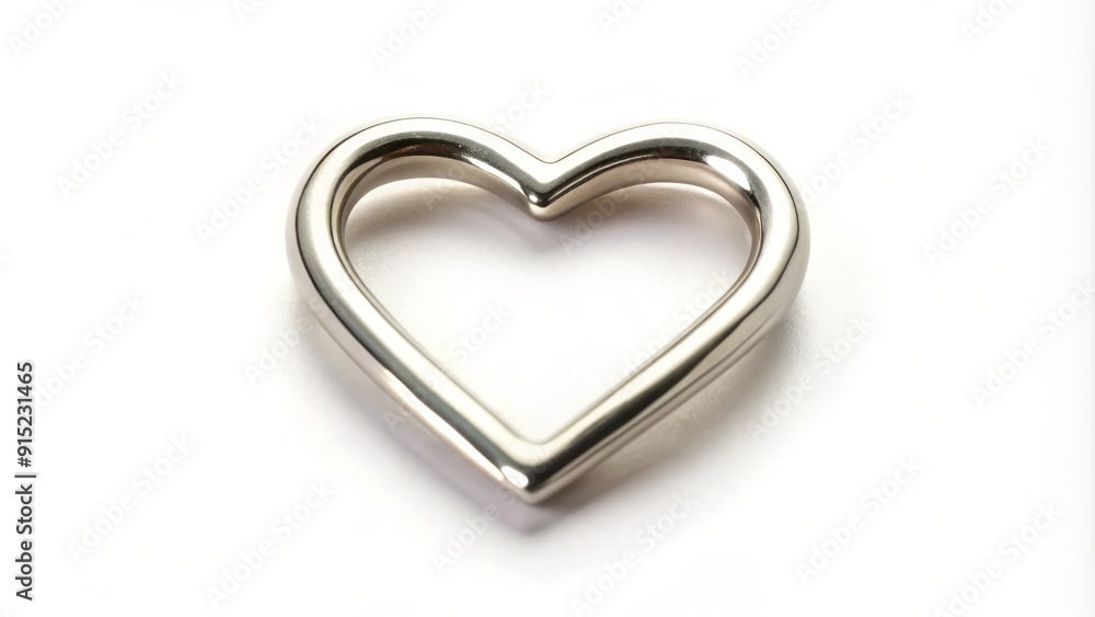 A small shiny silver pin in the shape of a heart with a rounded point at the bottom and a loop at the top laid flat. A small shiny silver pin in the shape of a heart with a rounded point at the bottom and a loop at the top laid flat.