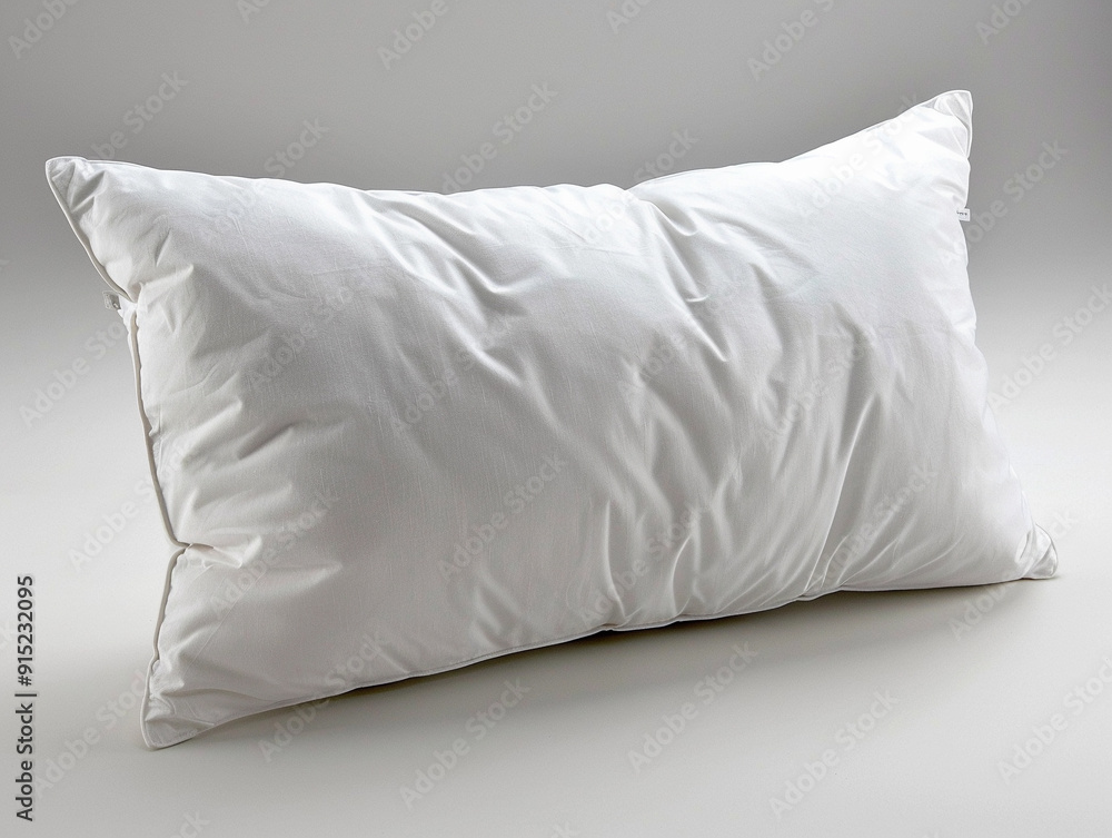 Soft white pillow resting on a neutral background in a cozy home setting Soft white pillow resting on a neutral background in a cozy home setting