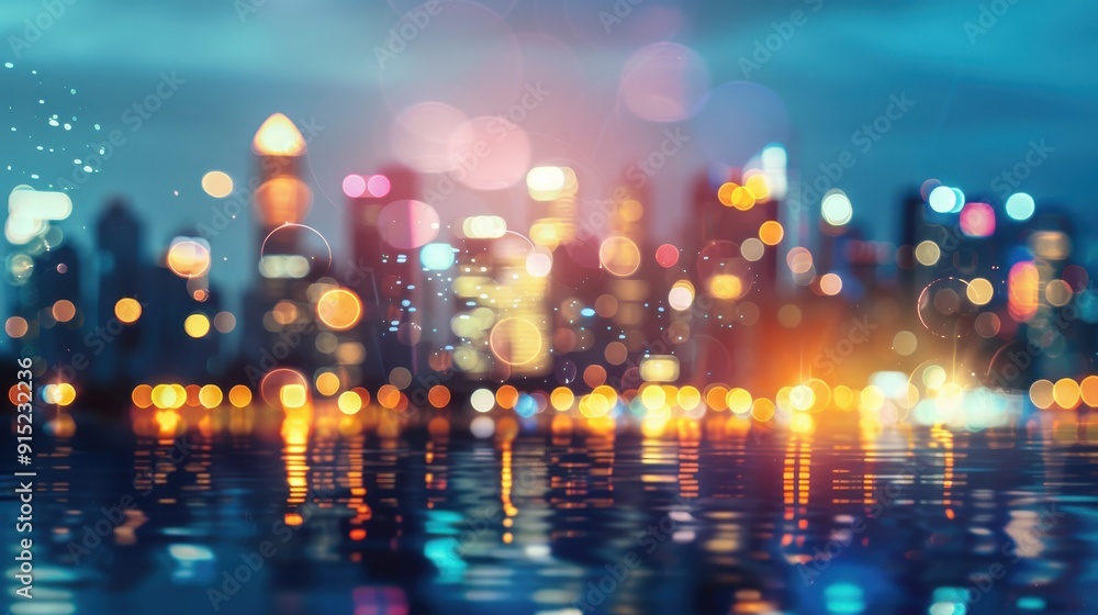 A blurred, bokeh-filled photograph of a city skyline at dusk. The lights of the skyscrapers and buildings are reflected in the water below, creating a mesmerizing and colorful scene. A blurred, bokeh-filled photograph of a city skyline at dusk. The lights of the skyscrapers and buildings are reflected in the water below, creating a mesmerizing and colorful scene.