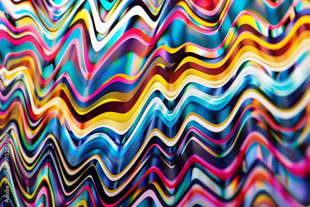 Zigzag waves, sharp contrasts, flowing rhythm, vibrant hues, optical tension, visual energy, kinetic movement, depth illusion, intricate geometry, rhythmic patterns Zigzag waves, sharp contrasts, flowing rhythm, vibrant hues, optical tension, visual energy, kinetic movement, depth illusion, intricate geometry, rhythmic patterns