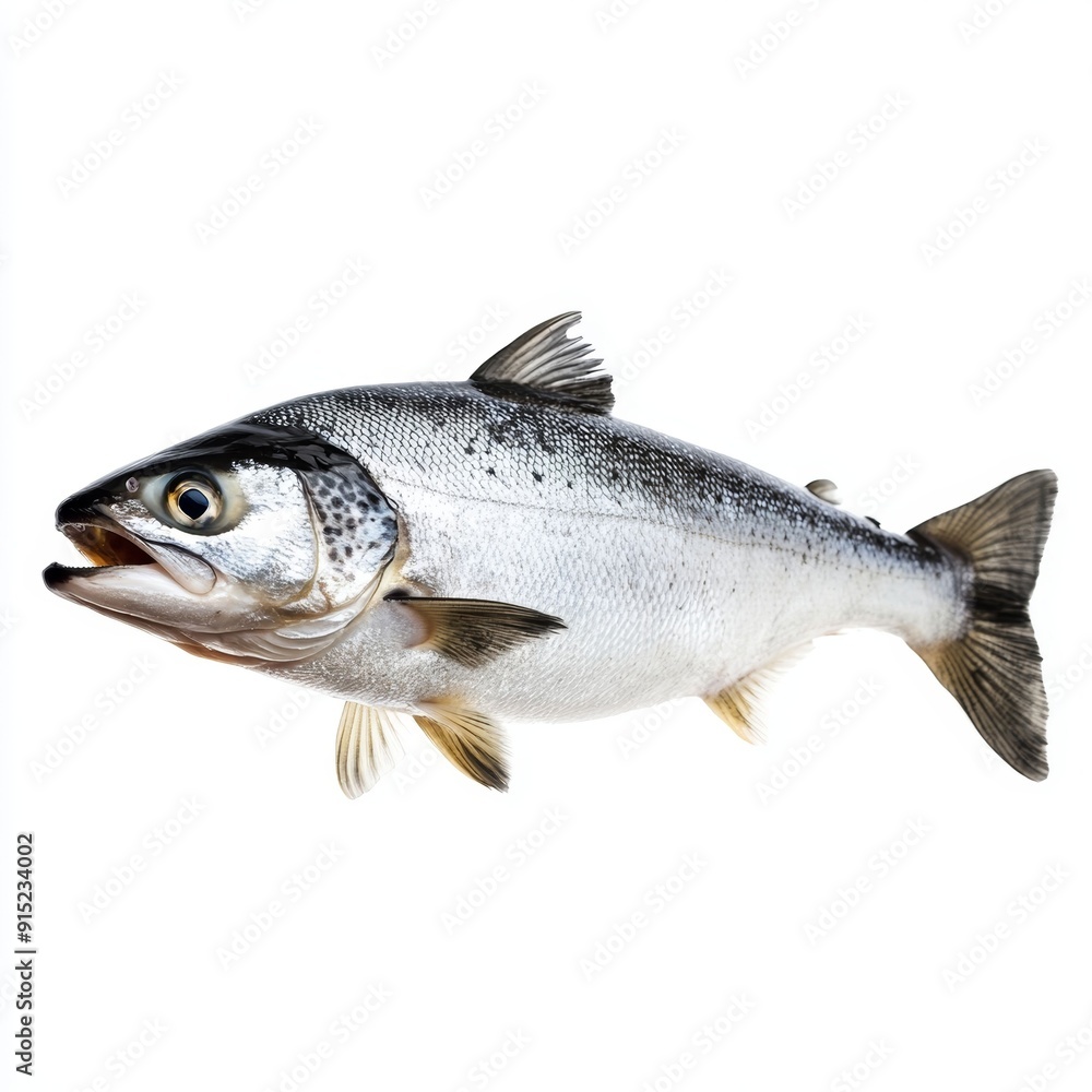 Naklejka premium Fresh Silver Salmon Isolated on White Background