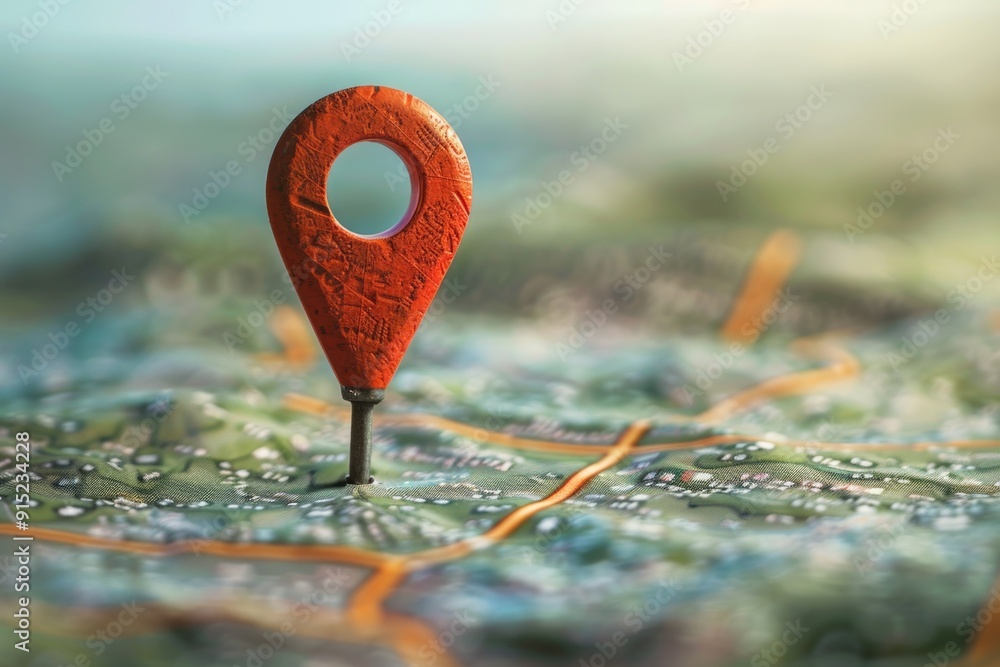 A red pin marking a specific spot on a map A red pin marking a specific spot on a map