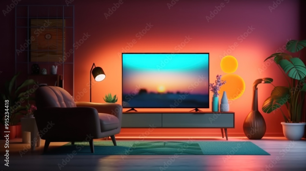 Cozy Living Room with Smart Home Features Cozy Living Room with Smart Home Features