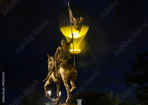 Canvas Print Vasque Olympique Paris 2024 - Statue de Jeanne d'Arc