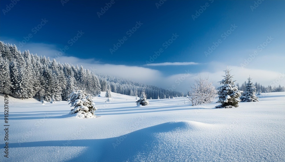 Snowy scene with distant trees Snowy scene with distant trees