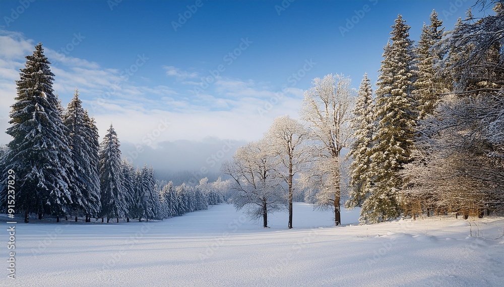 Obraz premium Snowy scene with distant trees