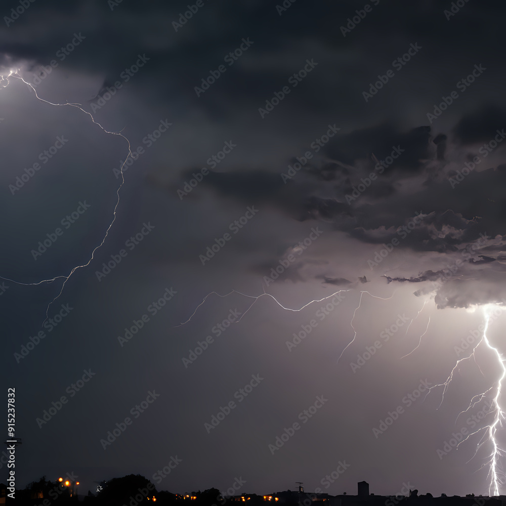lightning strikes through the dark sky over a city at night lightning strikes through the dark sky over a city at night