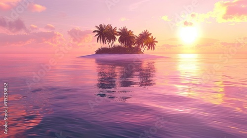 Fototapeta Naklejka Na Ścianę i Meble -  Tropical sunset island desktop wallpaper