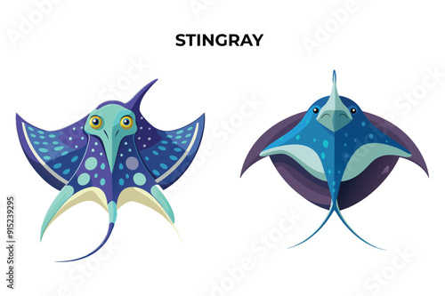 Detailed Stingray Fish vector illustration. Perfect for culinary, marine, and environmental designs. High-quality vector for easy customization. Ideal for menus, packaging, education, and web graphics