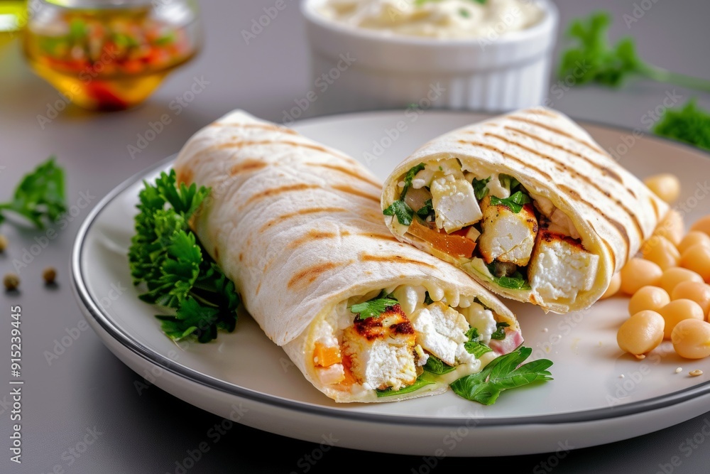 Feta cheese wraps served with a side of hummus, highlighting a high-protein and nutritious meal option, perfect for a balanced and flavorful diet. Feta cheese wraps served with a side of hummus, highlighting a high-protein and nutritious meal option, perfect for a balanced and flavorful diet.
