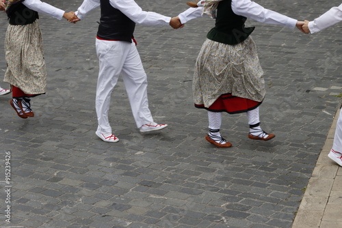 Basque folk dance spectacle in the street