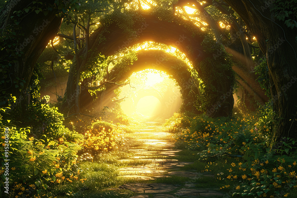 Sun Shining Through Tunnel of Trees Sun Shining Through Tunnel of Trees