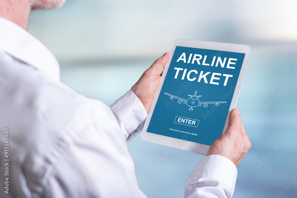 Airline ticket concept on a tablet Airline ticket concept on a tablet